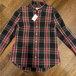 Jcrew Tartan Jeweled Button top small new